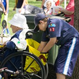 Boy Scount troop assisting the elderly.